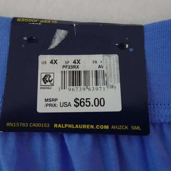 Polo Ralph Lauren Pajama Pants Men's 4X Blue Sleep Jogger Pockets Lounge Wear - Picture 9 of 11